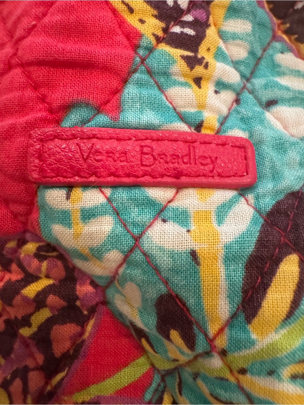 Vera Bradley Pink Floral Quilted Tote Bag Large Zip Top Travel Laptop Purse - Picture 3 of 14
